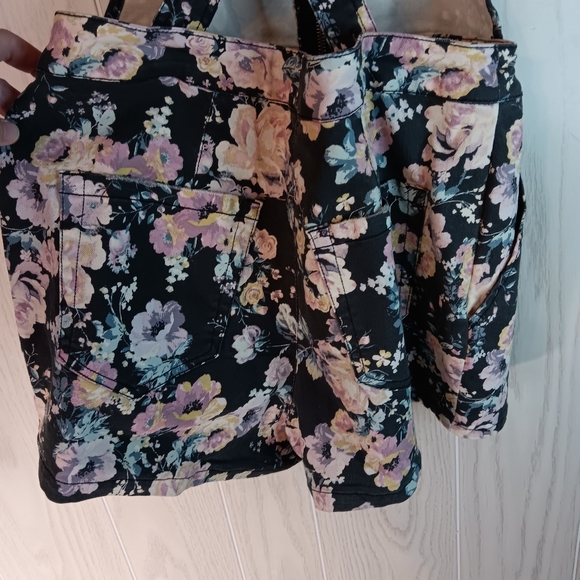 Wild fable floral romper denim overall with zipper size small - Picture 6 of 10